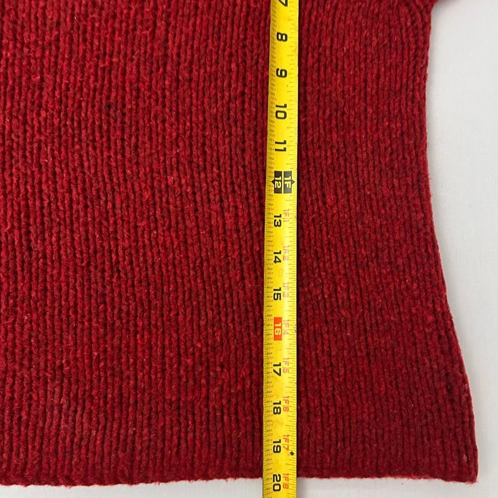 Eileen Fisher Sweater Womens PS Red Wool Blend Ribbed Cowl Neck Pullover - Picture 7 of 7
